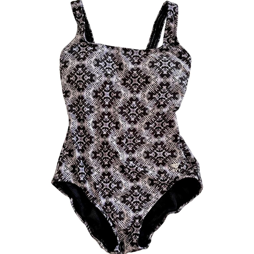 TYR DuraFast Elite DIAMOND VALLEY Aqua ControlFit 1pc Swimsuit Black Sz 8 - $80